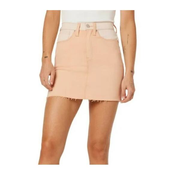 Hudson Viper Mini‎ Skirt Women's 24 Orange Denim Colorblock Colorful Stretch - Picture 1 of 9